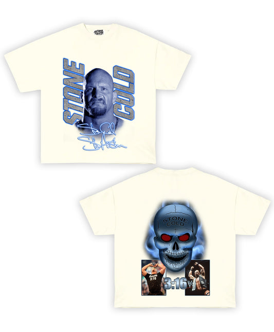 Stone Cold Tribute Vintage Shirt: Front/Back (Cream)