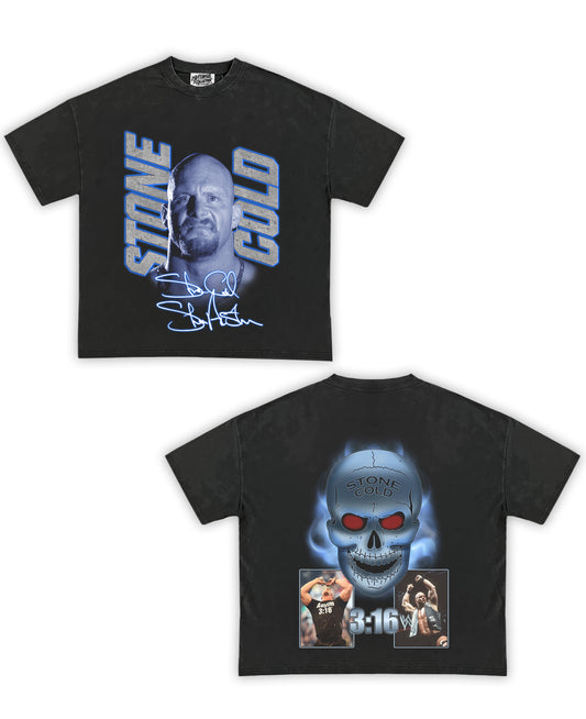 Stone Cold Tribute Vintage Shirt: Front/Back (Vintage Black)