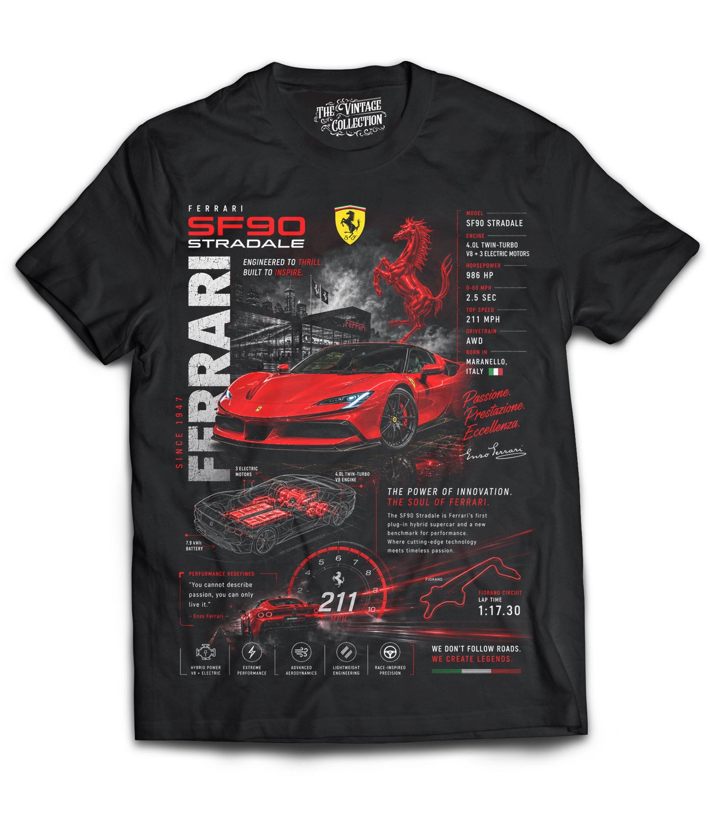 Ferrari Vintage Shirt (Black) *Adult & Youth*