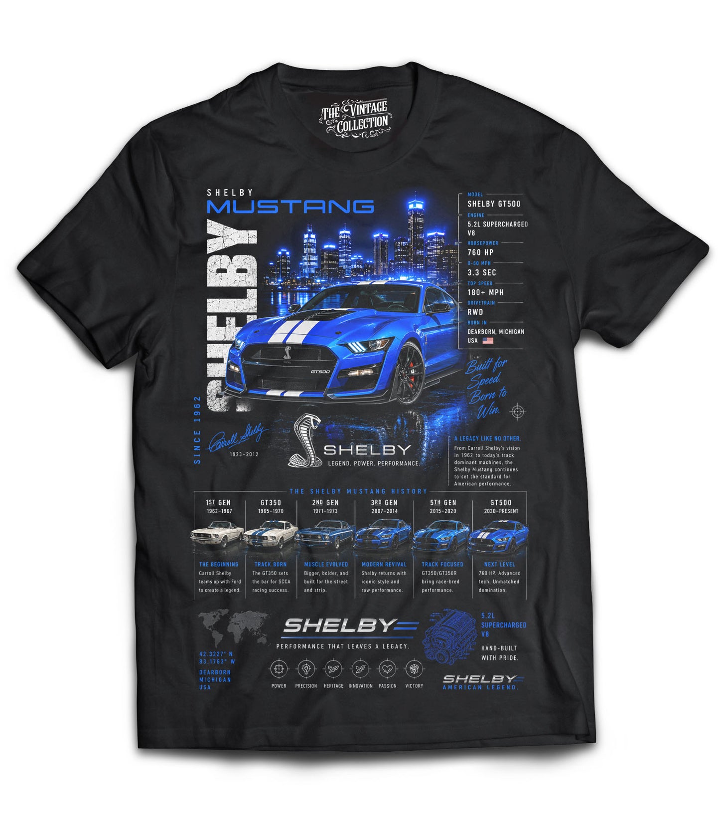 Shelby Mustang Vintage Shirt (Black) *Adult & Youth*