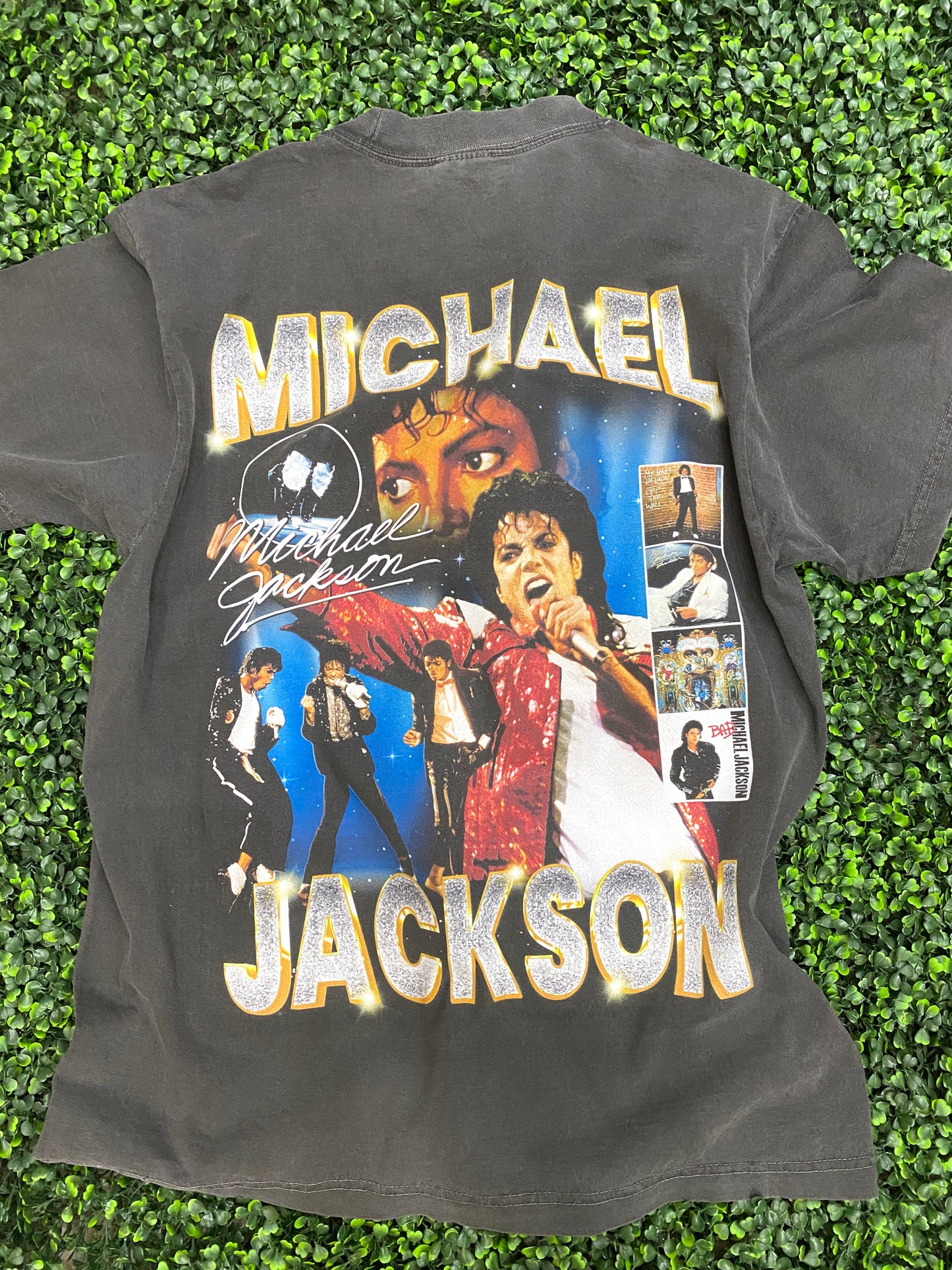 Michael Jackson Tribute Vintage Shirt: Front/Back (Vintage Black)