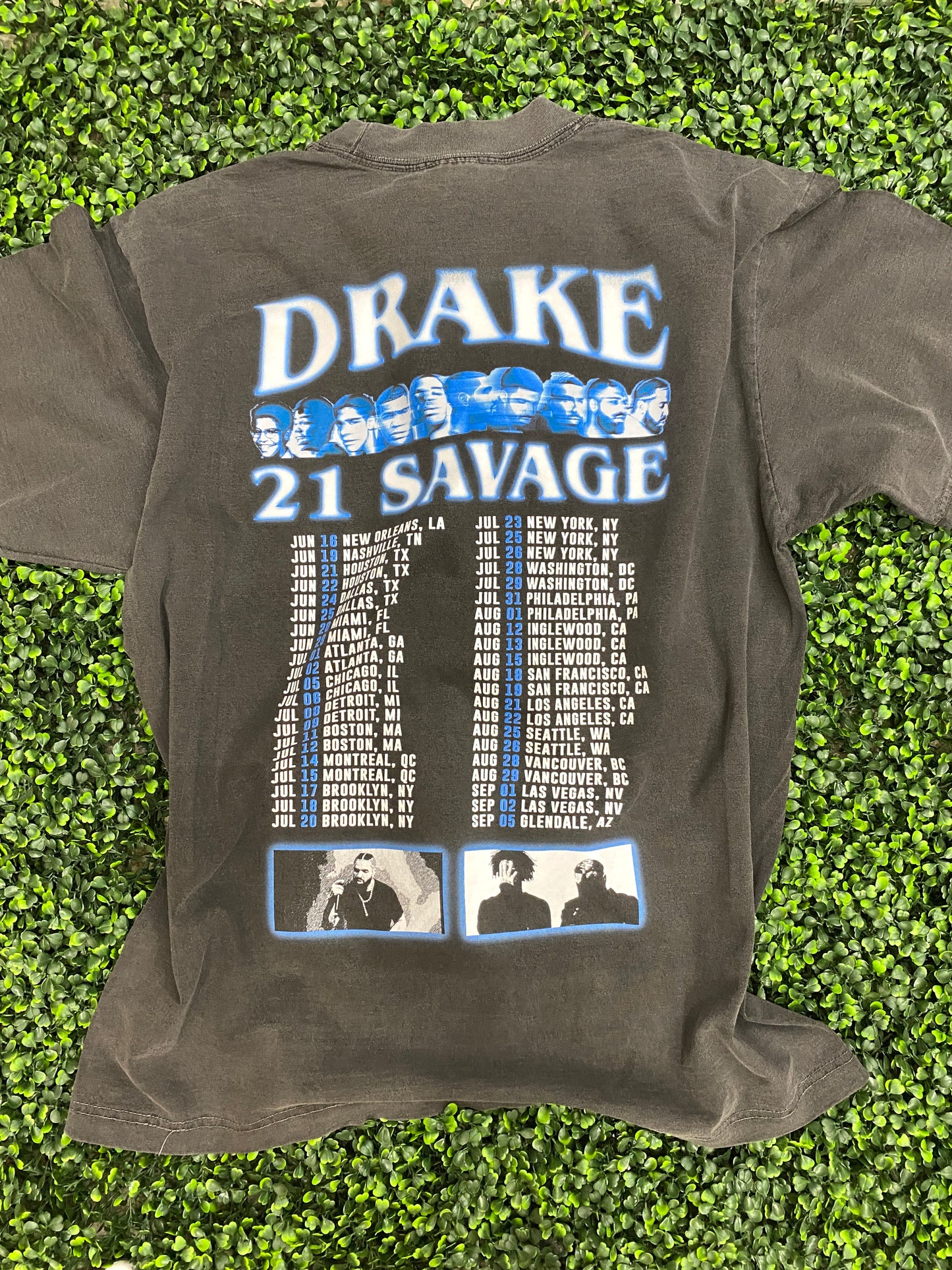 Drake/21 Savage Tribute Vintage Shirt: Front/Back (Vintage Black)